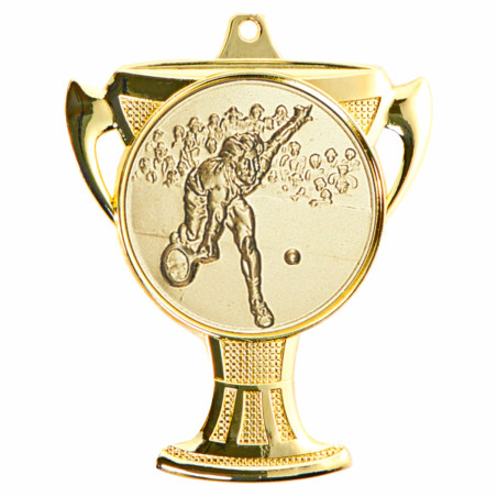Médaille 80mmx70mm design coupe avec pastille F-Q-083