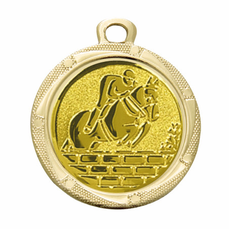 Médaille 32 mm avec pastille équitation et gravure offerte B-ME101.01