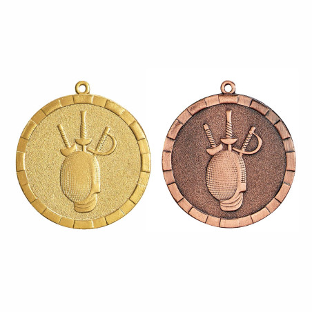 Médaille frappée 50mm Escrime avec gravure offerte T-MF53D