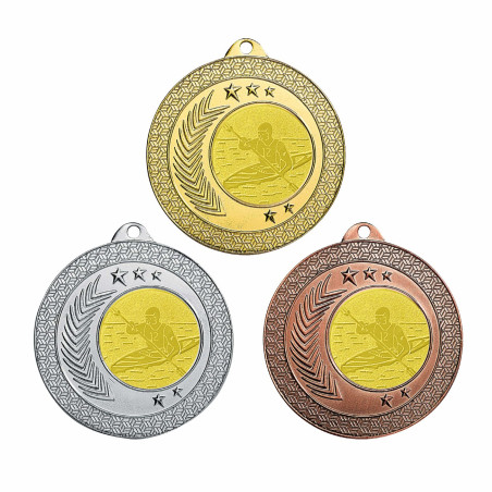 Lot de 32 Médailles panaché or argent bronze avec pastille Kayak et gravure offerte - T-M598