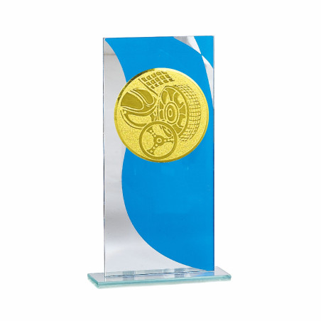Trophée verre multisports avec pastille F-162-31