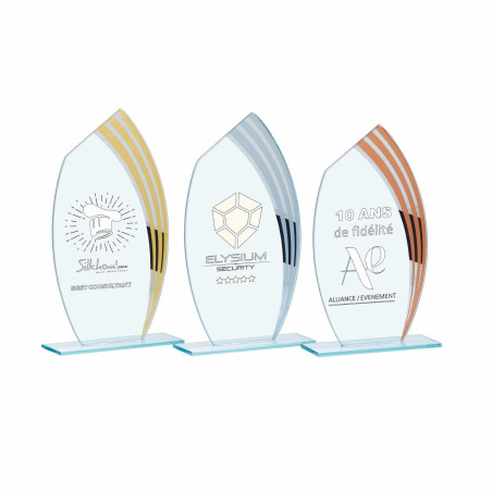Trophée création verre podium - F-162-21 - F-162-22 - F-162-23
