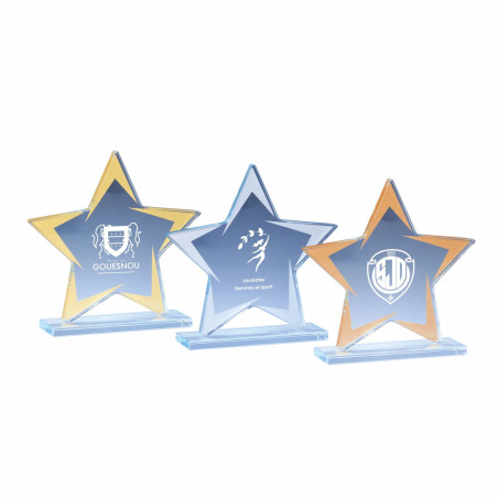 Trophée création verre modèle étoile - F-173-01 - F-173-02 - F-173-03