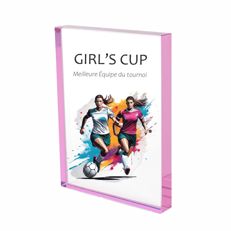 Trophée verre avec liserés rose - CH-88181.08