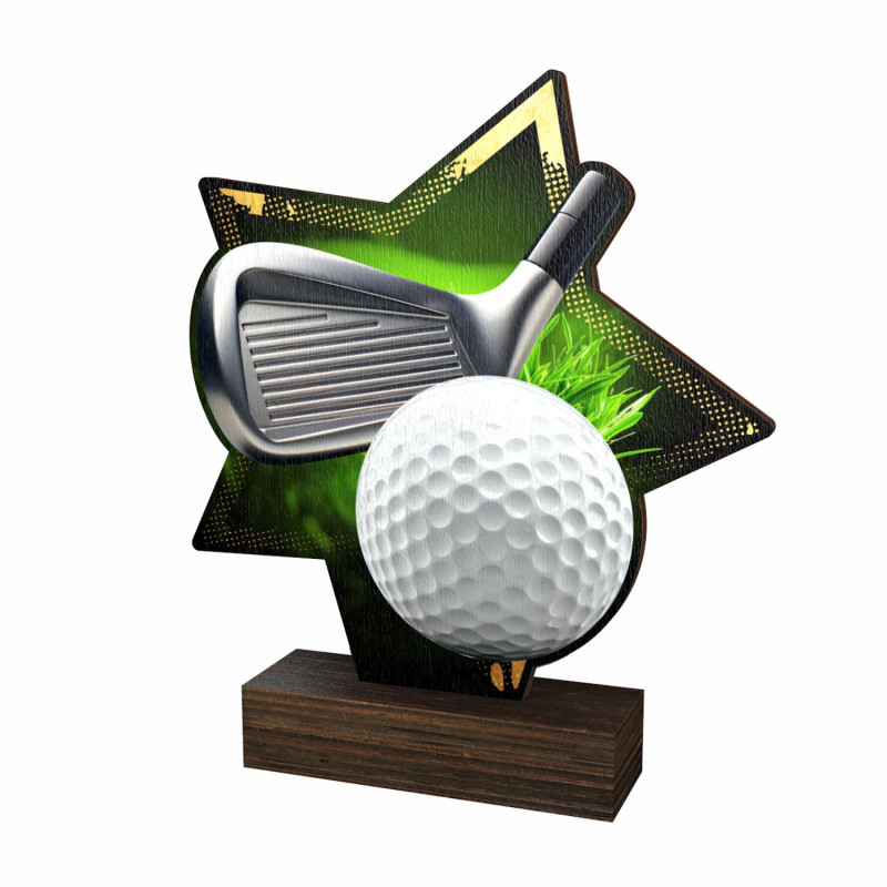 Trophée bois couleurs golf - BA-WFSTAR001C.M3