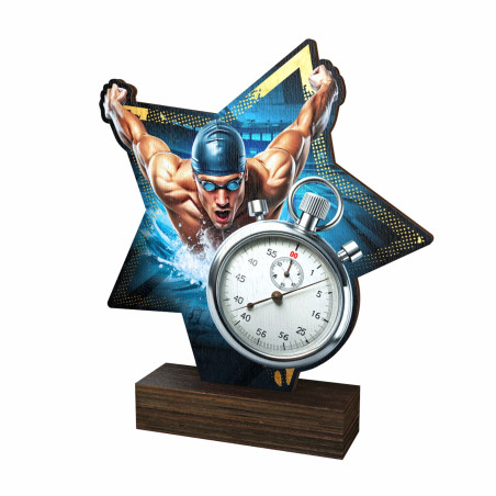 Trophée bois couleurs natation - BA-WFSTAR001C.M8