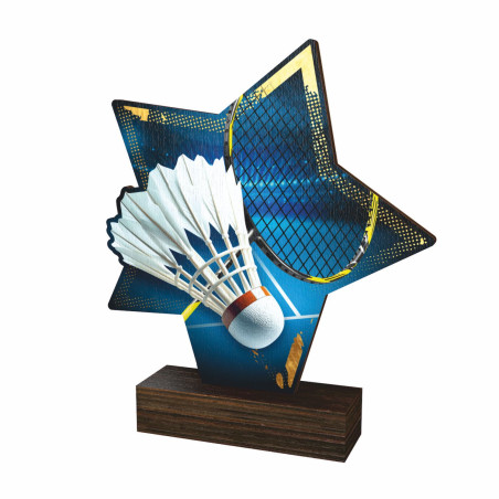 Trophée bois couleurs badminton - BA-WFSTAR001C.M15