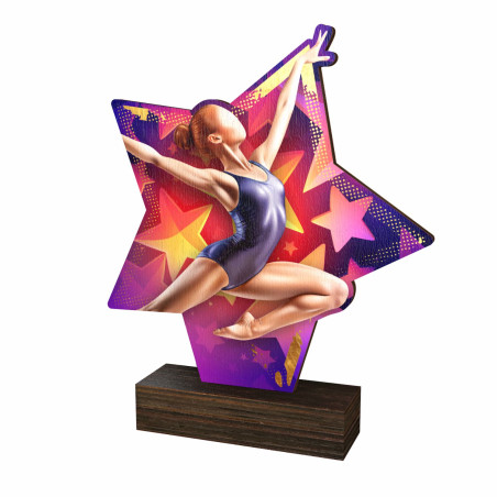 Trophée bois couleurs gymnastique femme - BA-WFSTAR001C.M16