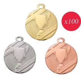 pack de 3 tailles Big Tennis Acrylique Noir Médaille 80 mm pack de 10 avec rubans 