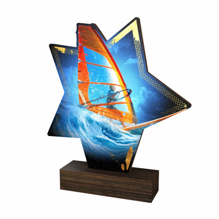 Trophée bois couleurs sports nautiques - BA-WFSTAR001A.M38