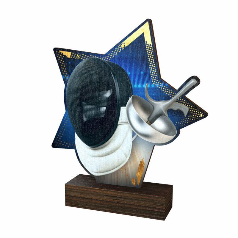 Trophée bois couleurs escrime - BA-WFSTAR001C.M39