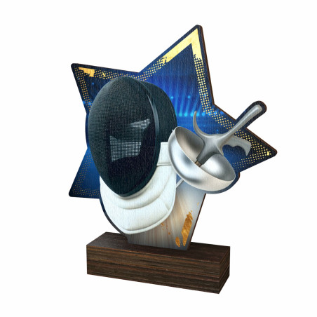 Trophée bois couleurs escrime - BA-WFSTAR001C.M39