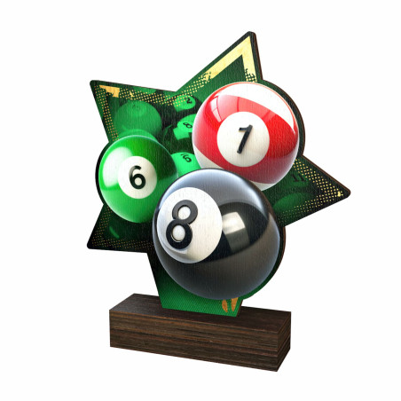 Trophée bois couleurs billard - BA-WFSTAR001C.M40