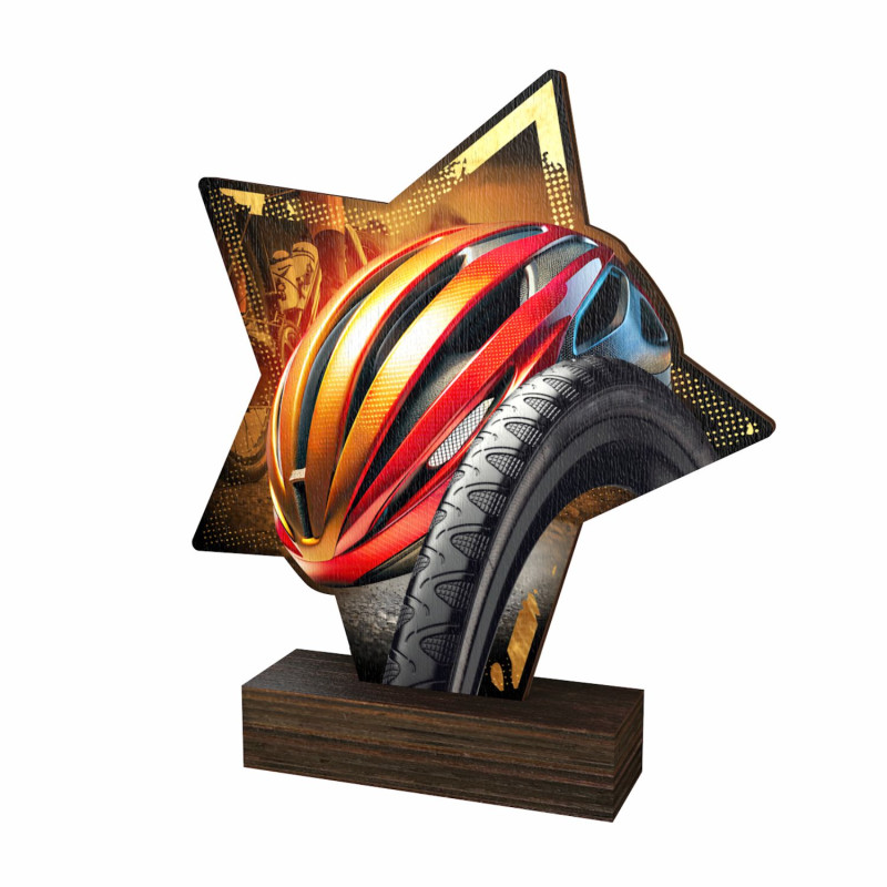 Trophée bois couleurs cyclisme - BA-WFSTAR001C.M42