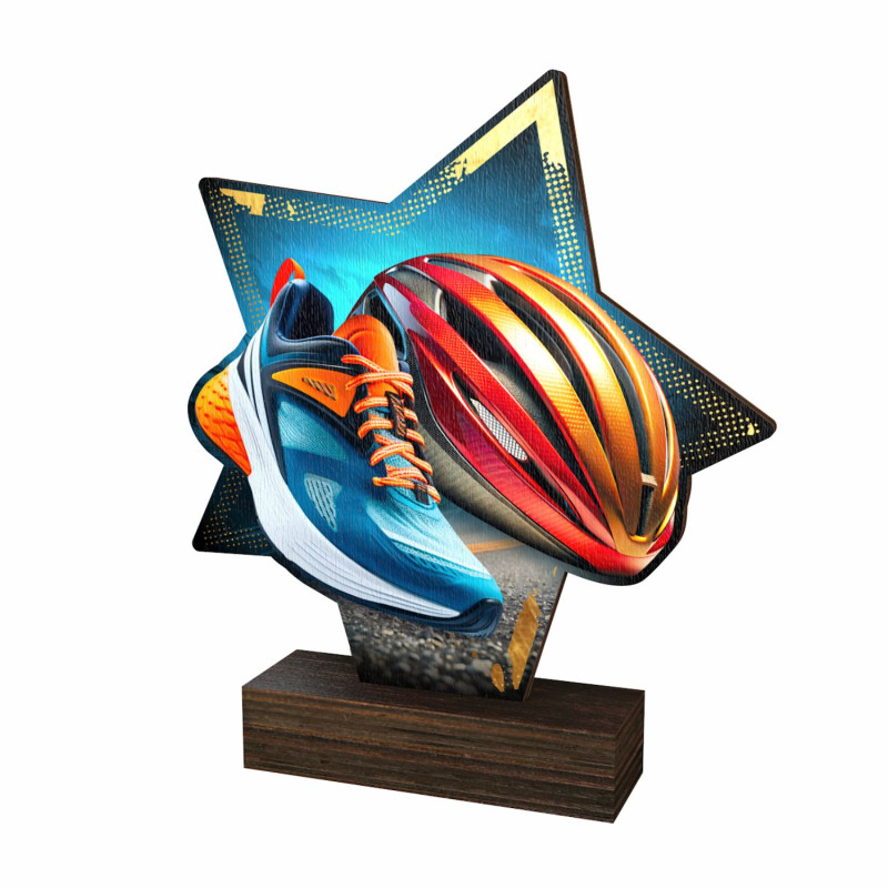 Trophée bois couleurs duathlon - BA-WFSTAR001C.M43