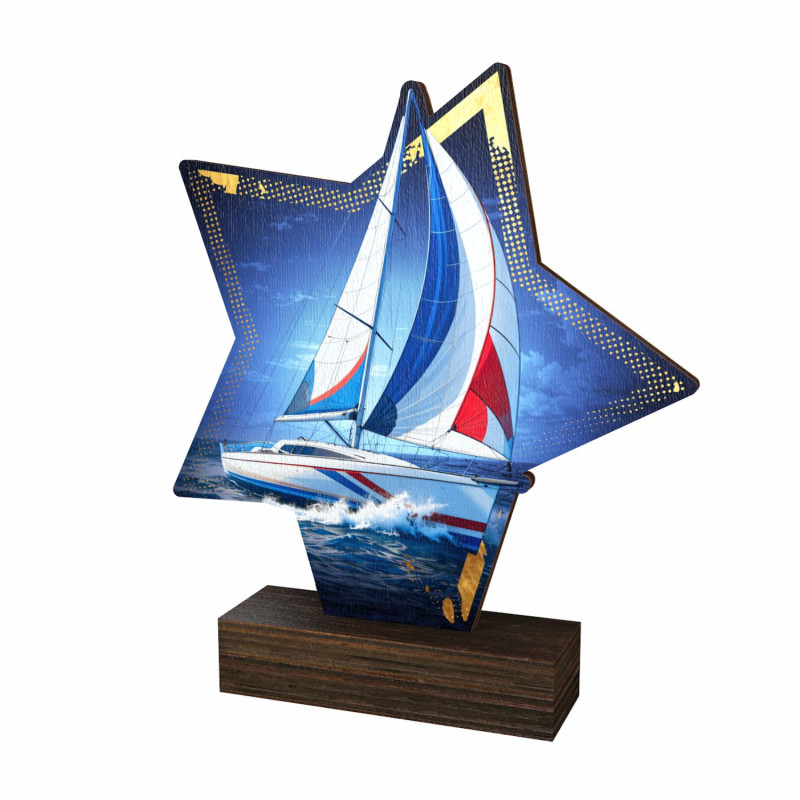 Trophée bois couleurs sports nautiques - BA-WFSTAR001C.M50