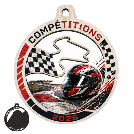 Médaille Création Sport Bois isorel 50 ou 70mm - TD-ISO-50 - TD-ISO-70 Auto-Karting