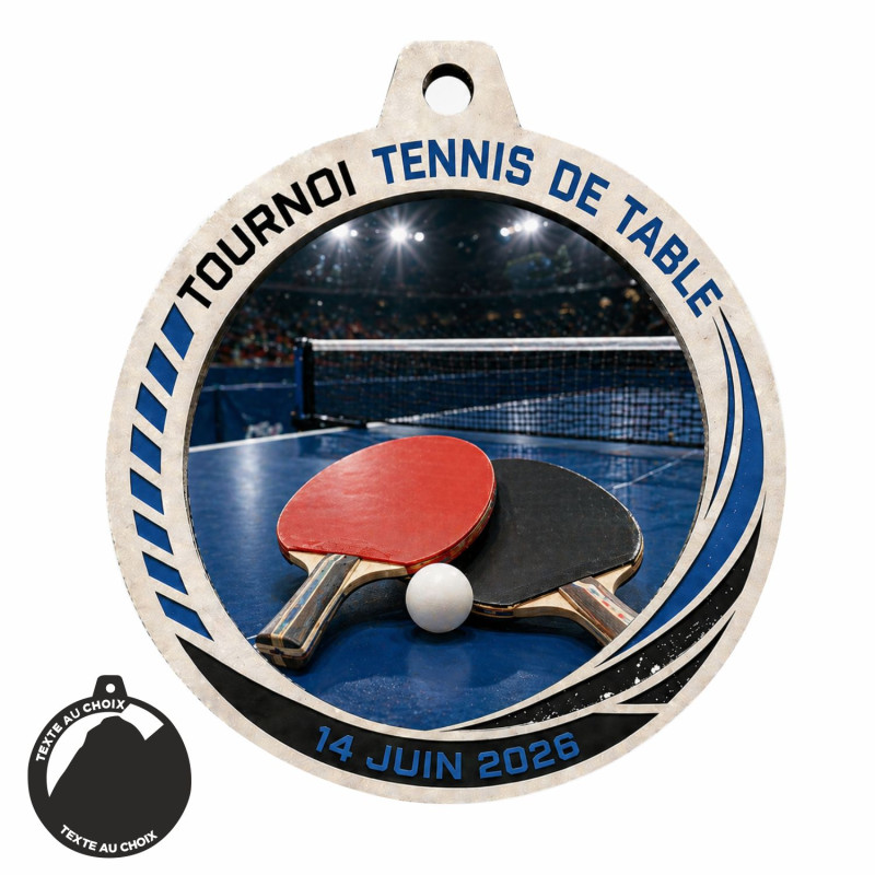 Médaille Création Sport Bois isorel 50 ou 70mm - TD-ISO-50 - TD-ISO-70 Tennis de table