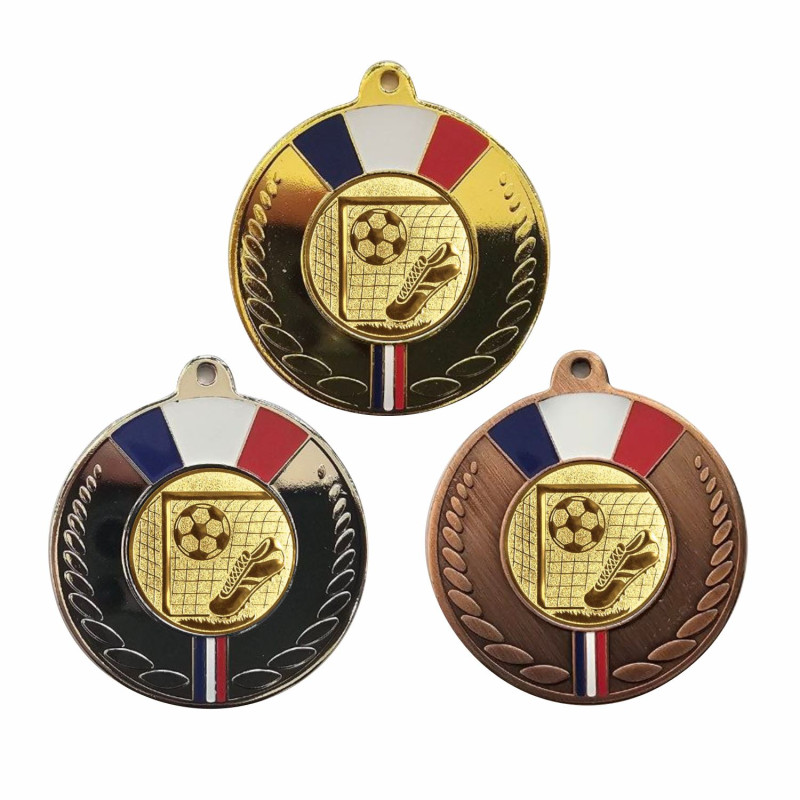 Médaille 50mm avec pastille modèle tricolore multisports - CA-FE033