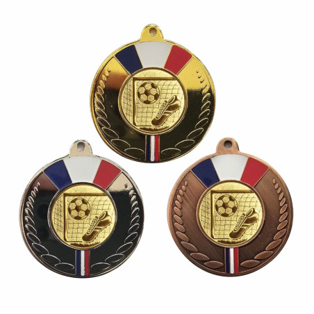 Médaille 50mm avec pastille modèle tricolore multisports - CA-FE033