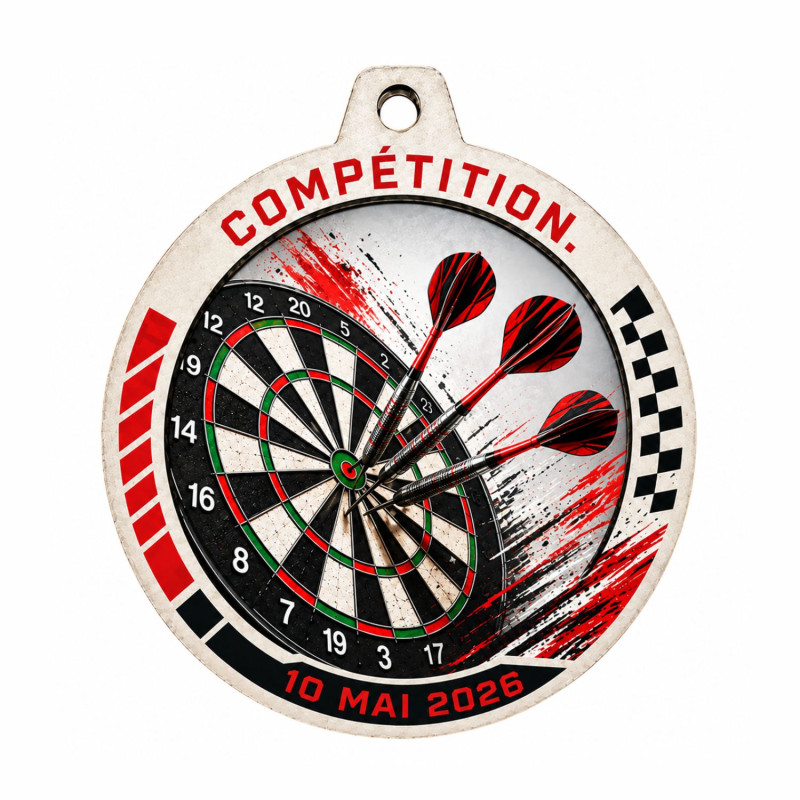 Médaille Création Sport Bois isorel 50 ou 70mm - TD-ISO-50 - TD-ISO-70 Fléchettes