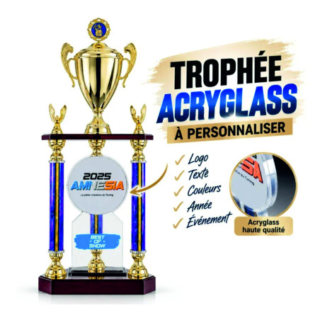 Trophée à étage et son trophée création à personnaliser - F-147-01 TD-ACRY