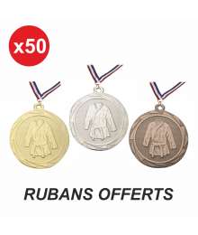 Pack de 50 Médailles Frappées 45mm Rubans Offerts Judo/Karaté - B-BS.ME106 x50