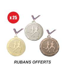 Pack de 25 Médailles Frappées 45mm Rubans Offerts Cross - BS.ME104 x25