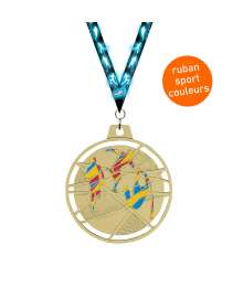 Médaille émaillée frappée Athlétisme 70mm avec ruban - F-BX01D 7063R