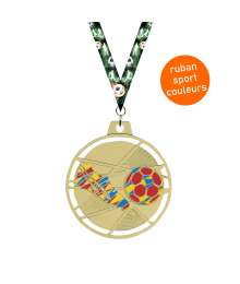 Médaille émaillée frappée Football 70mm avec ruban - F-BX05D 7064R