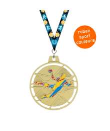 Médaille émaillée frappée Handball 70mm avec ruban - F-BX06D 7066R
