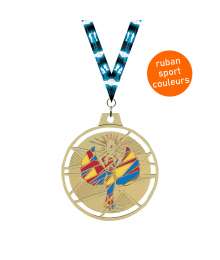 Médaille émaillée frappée Victoire 70mm avec ruban - F-BX12D 7061R