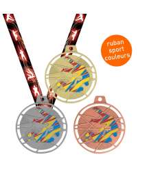 Médaille émaillée frappée Judo 70mm avec ruban sport couleurs - F-BX08D - F-BX08A - F-BX08B 7067R