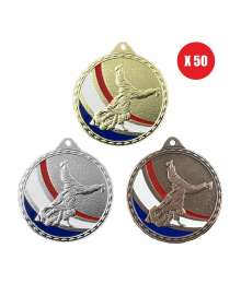 Pack de 50 Médailles frappées Judo Tricolore 50mm - CH-IM00684 X50