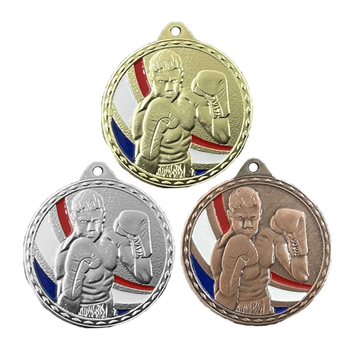 Médaille Personnalisable Boxe Or 6,4 Cm - Ruban Inclus, Idéal Trophée Sportif Cadeau
