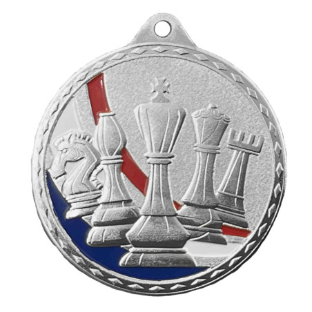 Médaille Frappée 50mm Echecs Tricolore - CH-IM00691