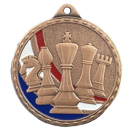 Médaille Frappée 50mm Echecs Tricolore - CH-IM00691