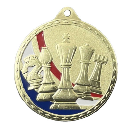 Médaille Frappée 50mm Echecs Tricolore - CH-IM00691
