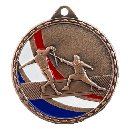 Médaille Frappée 50mm Escrime Tricolore - CH-IM00699