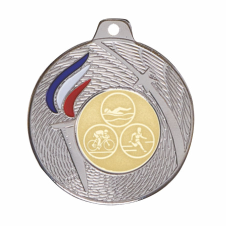 Médaille 50mm Flamme olympique tricolore F-Q048