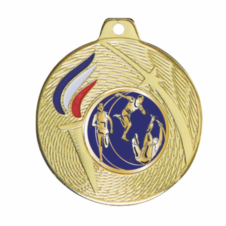 Médaille 50mm Flamme olympique tricolore F-Q048